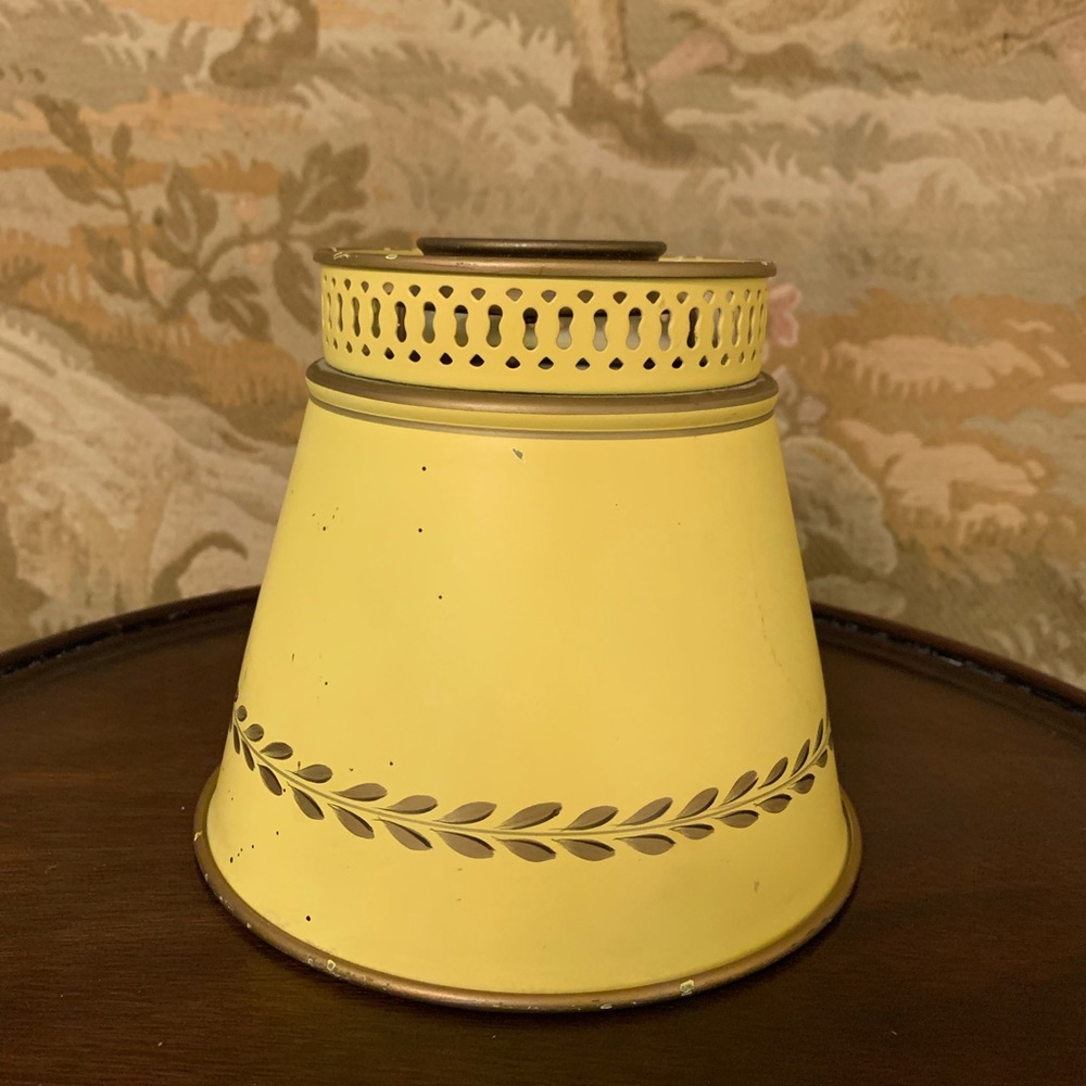 Yellow & Gold Small Metal Tole Shade #1 (1 of 2)
